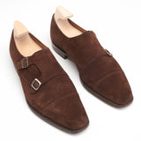 EDWARD GREEN Last 888 Brown Suede Leather Double Monk Dress Shoes 8.5 US 9-9.5