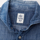 ELEVENTY Blue Denim Cotton Casual Shirt Size L Slim Fit