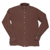 FEDELI 34 LAB Brown Cotton Jersey Long Sleeve Polo Shirt EU 48 NEW US S