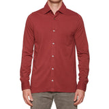 FEDELI 34 LAB Crimson Cotton Pique Long Sleeve Polo Shirt 50 NEW US M