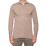 FEDELI 34 LAB Light Gray Cotton Pique Long Sleeve Polo Shirt 46 NEW US XS