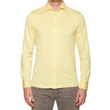 FEDELI 34 LAB Yellow Cotton Jersey Long Sleeve Polo Shirt EU 48 NEW US S