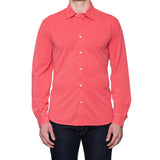FEDELI 34 LAB "Pard" Coral Cotton Pique Long Sleeve Polo Shirt 54 NEW US X