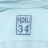 FEDELI 34 LAB "Pard" Light Blue Cotton Pique Long Sleeve Polo Shirt 46 NEW