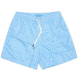 FEDELI Blue-White Triangle Print Madeira Airstop Swim Shorts Trunks NEW S