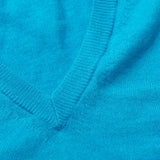 FEDELI Blue Cashmere-Cotton V-Neck Sweater EU 50 NEW US M