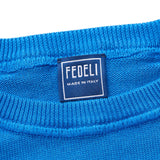 FEDELI Blue Cotton Raglan Sleeve Crewneck Sweater NEW XL