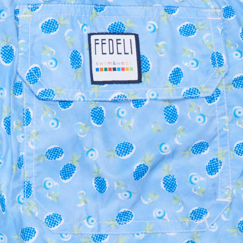 FEDELI Blue Fruit Print Madeira Airstop Swim Shorts Trunks NEW Size 3XL
