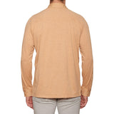 FEDELI Heather Light Orange Cotton Jersey Long Sleeve Polo Shirt 56 NEW 2XL