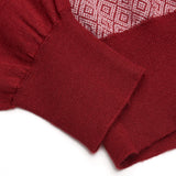 FEDELI Red Rhombus Patterned Cashmere-Silk High Zip Neck Sweater 50 NEW M