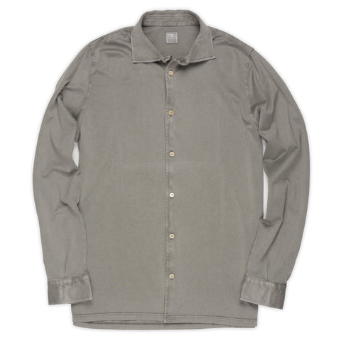 FEDELI Sage Cotton Jersey Long Sleeve Polo Shirt EU 58 NEW US 3XL Slim Fit
