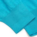 FEDELI Aqua Blue 14 Micron Super Cashmere V-Neck Sweater NEW
