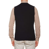 FEDELI Black Cashmere Sleeveless Cardigan Sweater NEW