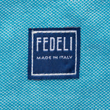 FEDELI Blue Cotton Oxford Pique Long Sleeve Polo Shirt EU 46 NEW US XS