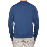 FEDELI Blue Supima Cotton Lightweight Crewneck Sweater NEW