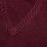 FEDELI Burgundy Cashmere V-Neck Sweater EU 48 NEW US S Slim Fit
