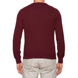 FEDELI Crimson Cashmere V-Neck Sweater EU 46 NEW US XS Slim Fit