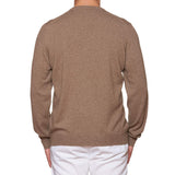FEDELI Dark Beige Cashmere V-Neck Sweater EU 56 NEW US 2XL