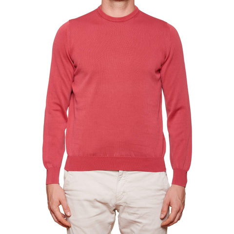 FEDELI Dark Pink "Dusty System" Cotton Crewneck Sweater EU 50 NEW US M