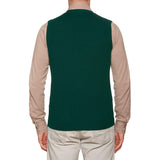 FEDELI Green Cashmere Sleeveless Cardigan Sweater NEW Slim Fit