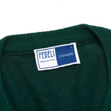 FEDELI Green Cashmere V-Neck Sweater EU 46 NEW US XS