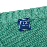 FEDELI Olive Cotton Knit V-Neck Sweater EU 48 NEW US S Short
