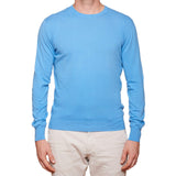 FEDELI Light Blue Supima Cotton Lightweight Crewneck Sweater 52 NEW L