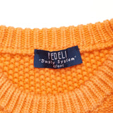 FEDELI Orange "Dusty System" Thick Wool Knit Crewneck Chunky Sweater 54 NEW XL