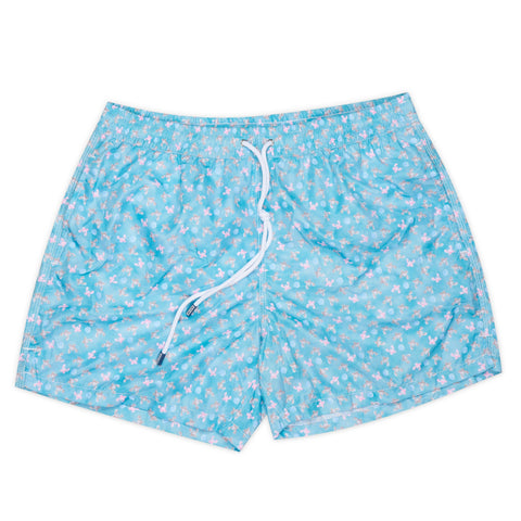FEDELI Turquoise Crab & Shells Print Madeira Airstop Swim Shorts Trunks NEW L