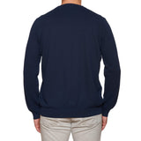 FEDELI "Argentina Bahamas" Blue Cotton Knit Crewneck Sweater 58 NEW 3XL