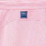 FEDELI "Kaos" Red Striped Cotton Oxford Pique Long Sleeve Polo Shirt 56 NEW 2XL