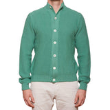 FEDELI "Link" Green Cotton Knit Cardigan Sweater EU 50 NEW US M