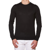 FEDELI "Millionaire" Black Super Wool Crewneck Sweater NEW