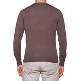 FEDELI "Millionaire" Gray 14 Micron Super Cashmere V-Neck Sweater 48 NEW S