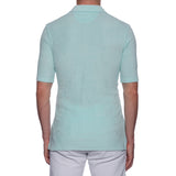 FEDELI "Mondial" Solid Light Turquoise Terry Cloth Short Sleeve Polo Shirt 56 NE