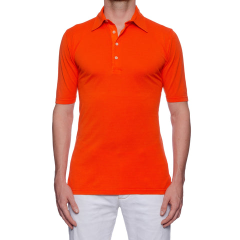 FEDELI 34 LAB "North" Orange Cotton Pique Frosted Polo Shirt NEW