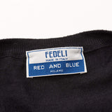 FEDELI "Red and Blue" Black Cashmere-Silk V-Neck Sleeveless Sweater 56 NEW 2XL