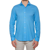 FEDELI "Sean" Blue Panamino Cotton Shirt EU 42 NEW US 16.5 Slim Fit