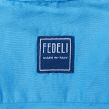FEDELI "Sean" Blue Panamino Cotton Shirt EU 42 NEW US 16.5 Slim Fit