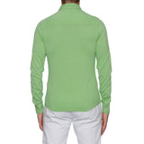 FEDELI "Steve" Green Cotton Pique Frosted Long Sleeve Polo Shirt NEW