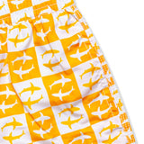 FEDELI Made in Italy Orange-White Plaid Shark Madeira Airstop Swim Shorts Trunks