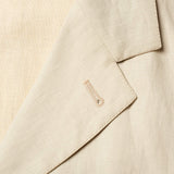 FLANELLA GRIGIA ROMA Tan Linen Jacket With Leather Details NEW