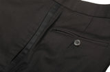 GARY ANDERSON Handmade Black Wool Flat Front Tuxedo Dress Pants EU 46 NEW US 32