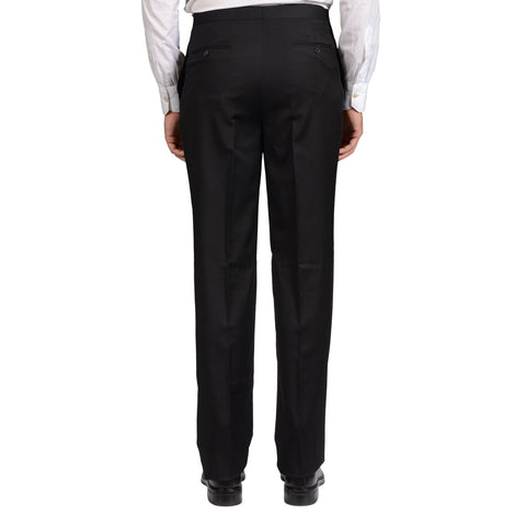 GARY ANDERSON Handmade Black Wool SP Tuxedo Dress Pants NEW