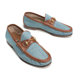 GUCCI 1953 Blue Denim Horsebit Loafer Driving Shoes 6 US 6.5 60th anniversary