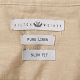 HILTON WEINER Solid Beige Pure Linen Slim Fit Summer Shirt 50 NEW M