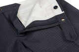INCOTEX (Slowear) Blue Checked Wool Flat Front Dress Pants NEW Slim Fit