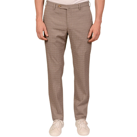 INCOTEX (Slowear) Sand Beige Shepherd's Check Cotton Pants 46 NEW US 30 Slim Fit