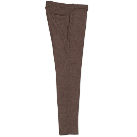 INCOTEX (Slowear) Brown Donegal Virgin Wool Flat Front Dress Pants NEW Slim Fit