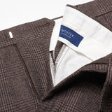 INCOTEX (Slowear) Brown Glen Plaid Wool-Cotton Flat Front Pants 50 NEW 34 Slim F